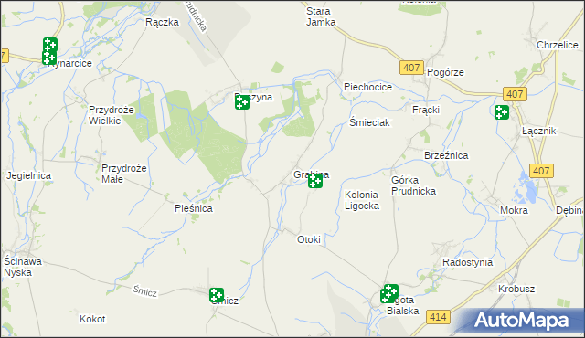 mapa Grabina gmina Biała, Grabina gmina Biała na mapie Targeo