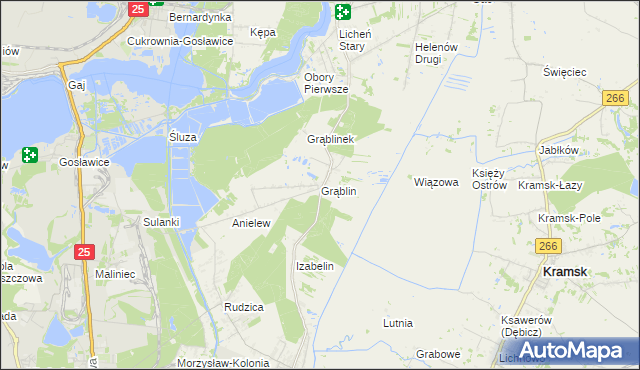 mapa Grąblin, Grąblin na mapie Targeo