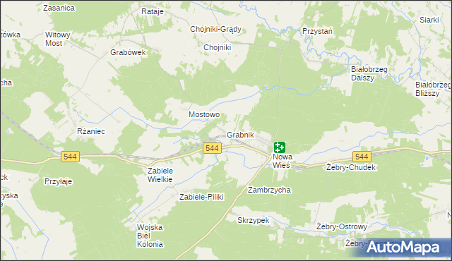 mapa Grabnik gmina Olszewo-Borki, Grabnik gmina Olszewo-Borki na mapie Targeo