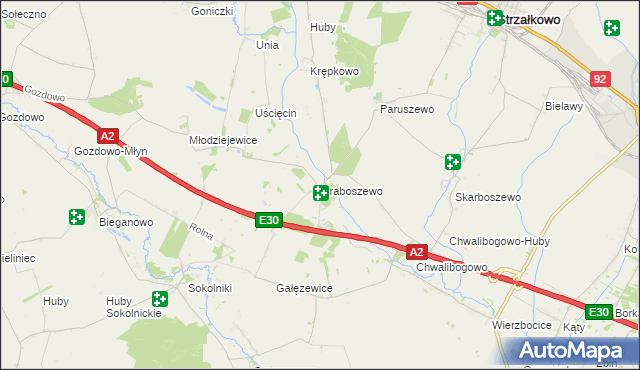 mapa Graboszewo gmina Strzałkowo, Graboszewo gmina Strzałkowo na mapie Targeo