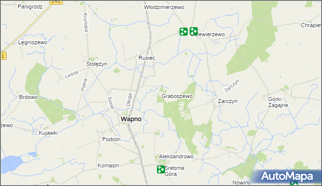 mapa Graboszewo gmina Wapno, Graboszewo gmina Wapno na mapie Targeo