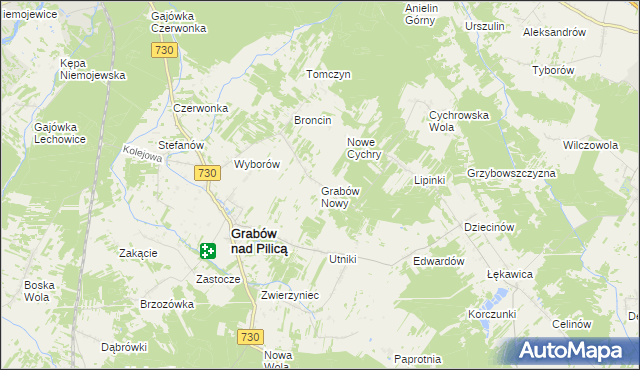 mapa Grabów Nowy, Grabów Nowy na mapie Targeo