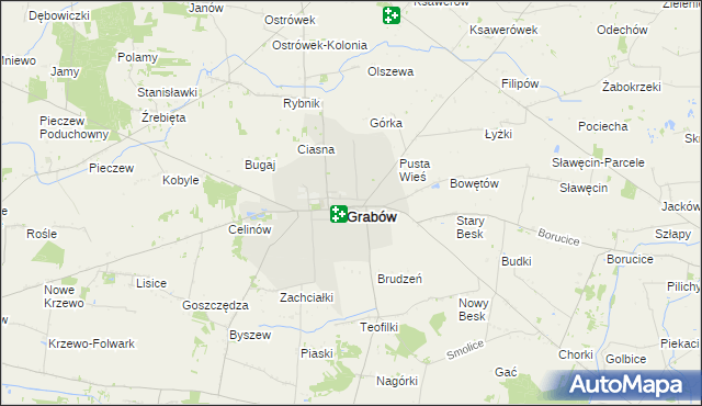 mapa Grabów powiat łęczycki, Grabów powiat łęczycki na mapie Targeo