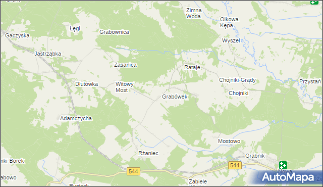 mapa Grabówek gmina Olszewo-Borki, Grabówek gmina Olszewo-Borki na mapie Targeo