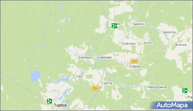 mapa Grabówek gmina Tuplice, Grabówek gmina Tuplice na mapie Targeo