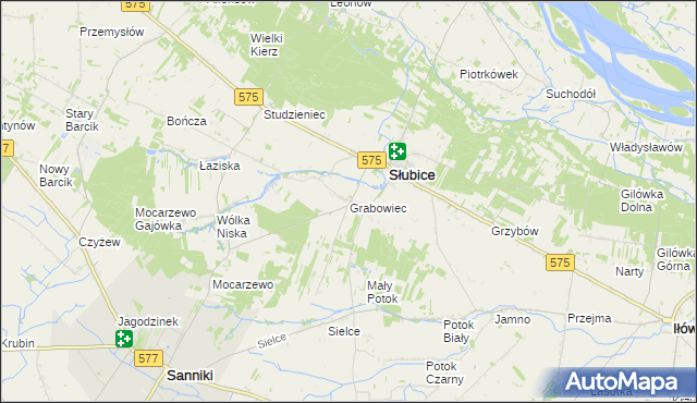 mapa Grabowiec gmina Słubice, Grabowiec gmina Słubice na mapie Targeo