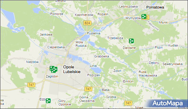 mapa Grabówka gmina Opole Lubelskie, Grabówka gmina Opole Lubelskie na mapie Targeo