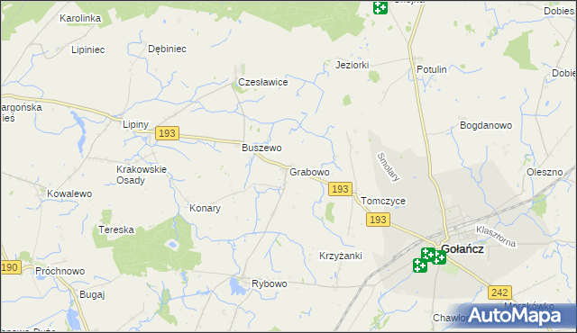 mapa Grabowo gmina Gołańcz, Grabowo gmina Gołańcz na mapie Targeo