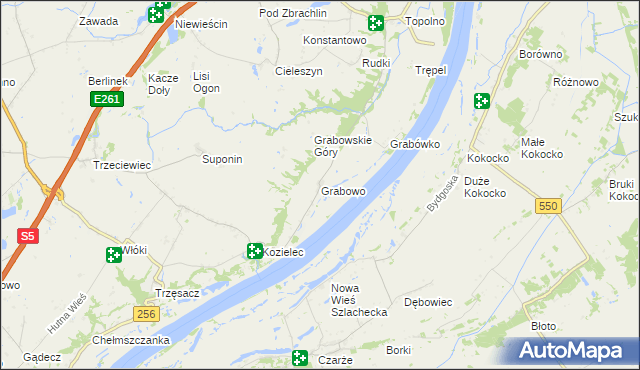 mapa Grabowo gmina Pruszcz, Grabowo gmina Pruszcz na mapie Targeo