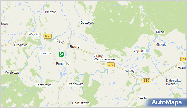 mapa Grądy Węgorzewskie, Grądy Węgorzewskie na mapie Targeo