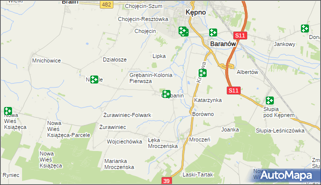 mapa Grębanin, Grębanin na mapie Targeo