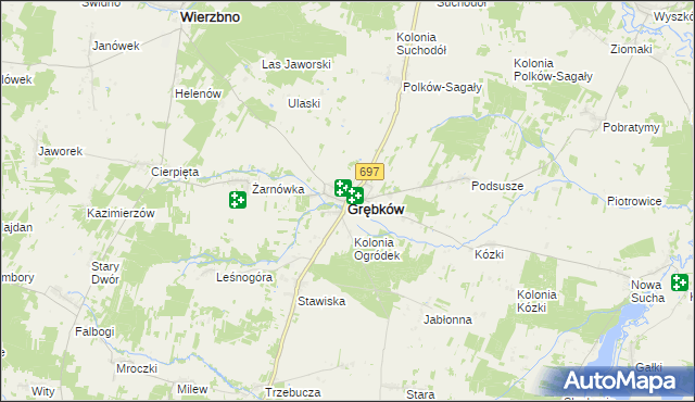 mapa Grębków, Grębków na mapie Targeo