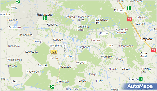 mapa Grębosze, Grębosze na mapie Targeo