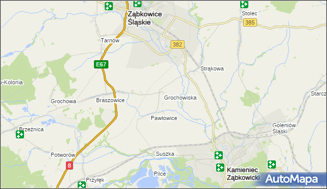 mapa Grochowiska gmina Ząbkowice Śląskie, Grochowiska gmina Ząbkowice Śląskie na mapie Targeo