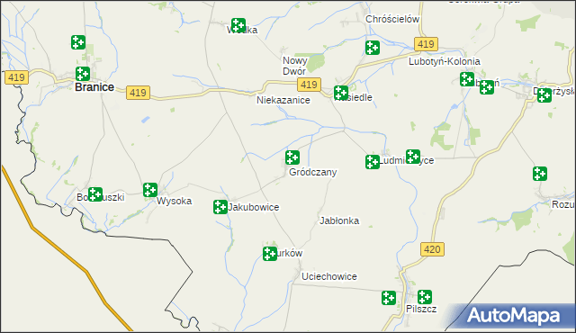 mapa Gródczany, Gródczany na mapie Targeo