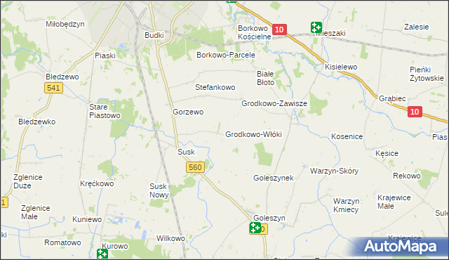 mapa Grodkowo-Włóki, Grodkowo-Włóki na mapie Targeo