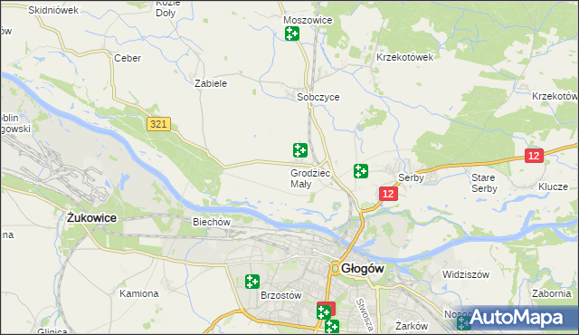 mapa Grodziec Mały, Grodziec Mały na mapie Targeo