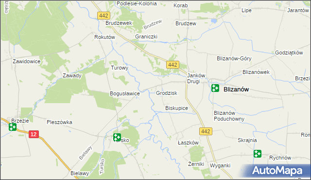 mapa Grodzisk gmina Blizanów, Grodzisk gmina Blizanów na mapie Targeo