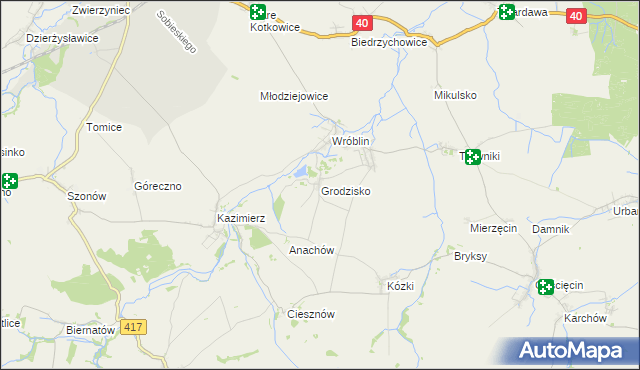 mapa Grodzisko gmina Pawłowiczki, Grodzisko gmina Pawłowiczki na mapie Targeo