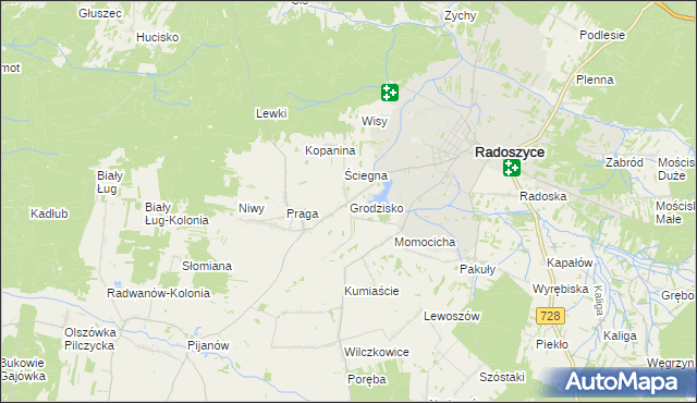 mapa Grodzisko gmina Radoszyce, Grodzisko gmina Radoszyce na mapie Targeo