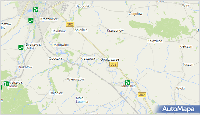 mapa Grodziszcze gmina Świdnica, Grodziszcze gmina Świdnica na mapie Targeo