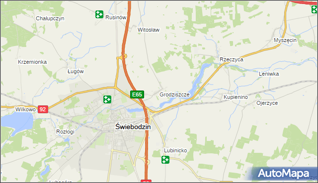 mapa Grodziszcze gmina Świebodzin, Grodziszcze gmina Świebodzin na mapie Targeo