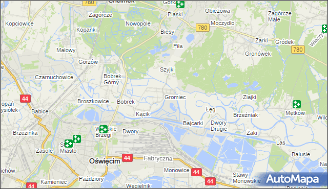 mapa Gromiec, Gromiec na mapie Targeo