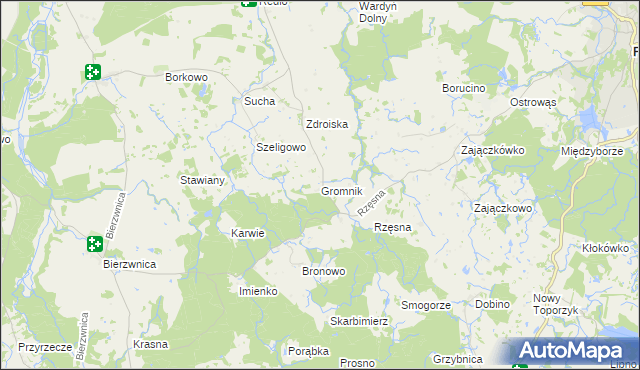 mapa Gromnik gmina Połczyn-Zdrój, Gromnik gmina Połczyn-Zdrój na mapie Targeo