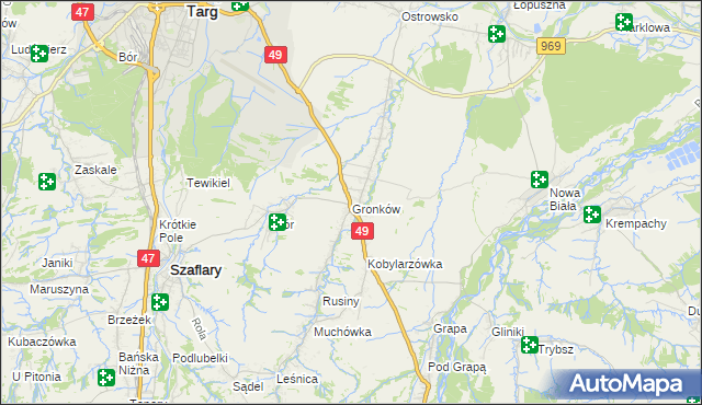 mapa Gronków, Gronków na mapie Targeo