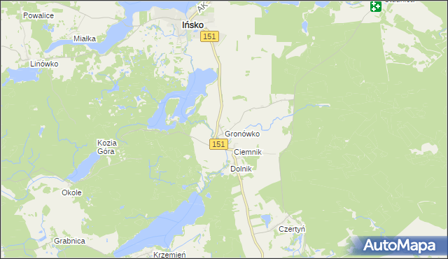 mapa Gronówko gmina Ińsko, Gronówko gmina Ińsko na mapie Targeo