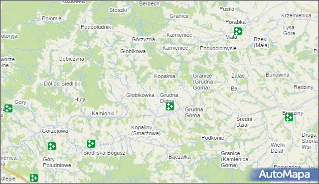 mapa Grudna Dolna, Grudna Dolna na mapie Targeo