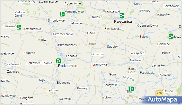 mapa Gruszów gmina Pałecznica, Gruszów gmina Pałecznica na mapie Targeo