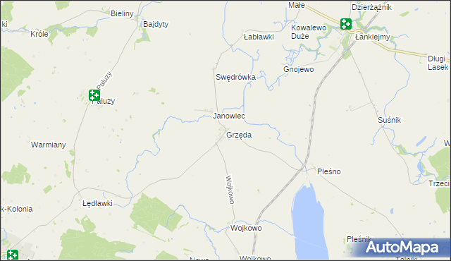 mapa Grzęda gmina Bisztynek, Grzęda gmina Bisztynek na mapie Targeo