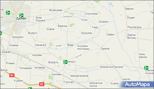 mapa Grzybów Hornowski, Grzybów Hornowski na mapie Targeo