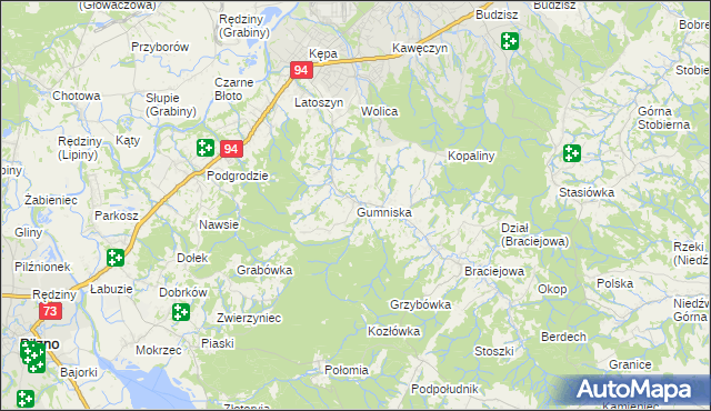 mapa Gumniska gmina Dębica, Gumniska gmina Dębica na mapie Targeo