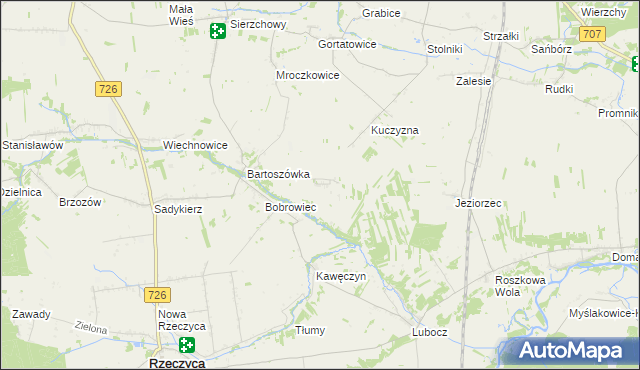 mapa Gustawów gmina Rzeczyca, Gustawów gmina Rzeczyca na mapie Targeo