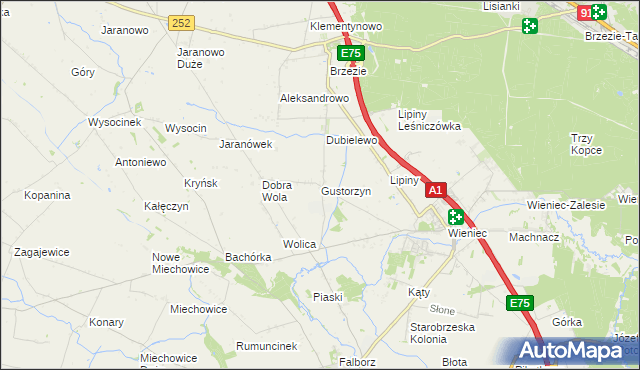 mapa Gustorzyn, Gustorzyn na mapie Targeo