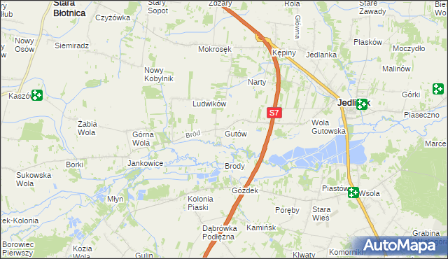 mapa Gutów gmina Jedlińsk, Gutów gmina Jedlińsk na mapie Targeo