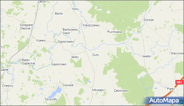 mapa Guty gmina Wieliczki, Guty gmina Wieliczki na mapie Targeo