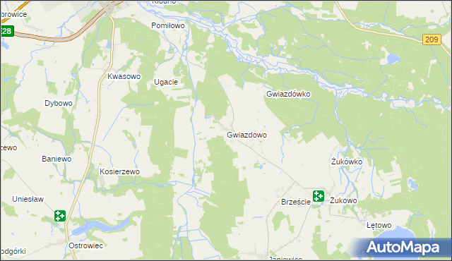 mapa Gwiazdowo gmina Sławno, Gwiazdowo gmina Sławno na mapie Targeo