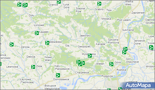 mapa Gwoździec gmina Zakliczyn, Gwoździec gmina Zakliczyn na mapie Targeo