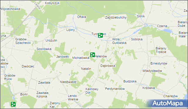 mapa Helenów gmina Adamów, Helenów gmina Adamów na mapie Targeo