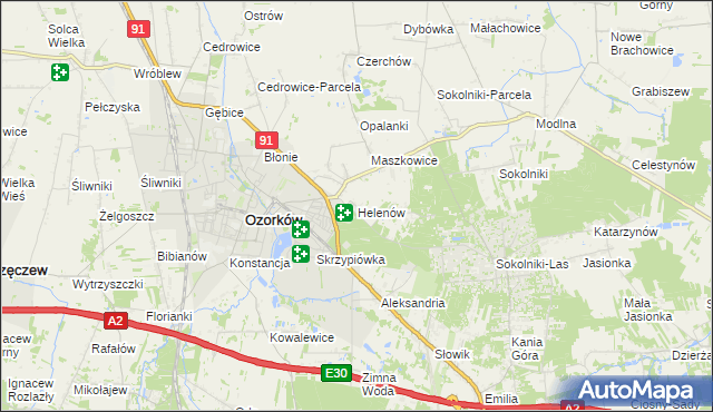 mapa Helenów gmina Ozorków, Helenów gmina Ozorków na mapie Targeo