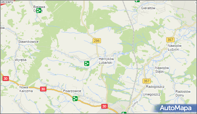 mapa Henryków Lubański, Henryków Lubański na mapie Targeo