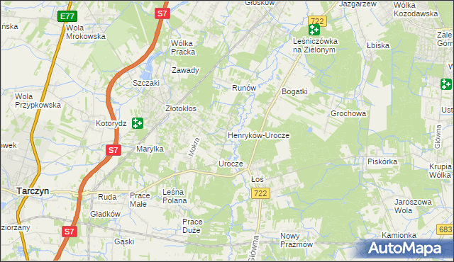 mapa Henryków-Urocze, Henryków-Urocze na mapie Targeo