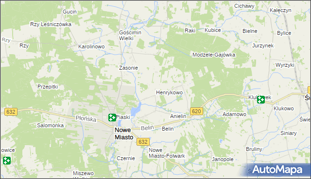 mapa Henrykowo gmina Nowe Miasto, Henrykowo gmina Nowe Miasto na mapie Targeo