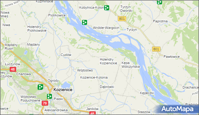 mapa Holendry Kozienickie, Holendry Kozienickie na mapie Targeo