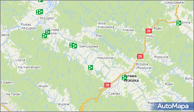 mapa Hołuczków, Hołuczków na mapie Targeo