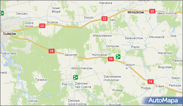 mapa Honoratów, Honoratów na mapie Targeo