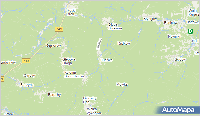 mapa Hucisko gmina Przysucha, Hucisko gmina Przysucha na mapie Targeo